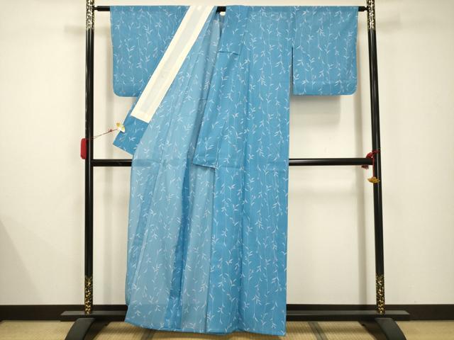 平和屋着物＊夏物　小紋　絽　草花文　洗える着物　AABB8785sx_2