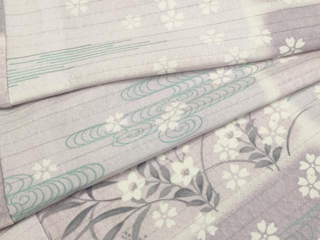 平和屋着物＊夏物　小紋　絽　色紙花文　洗える着物　AABB8789sx