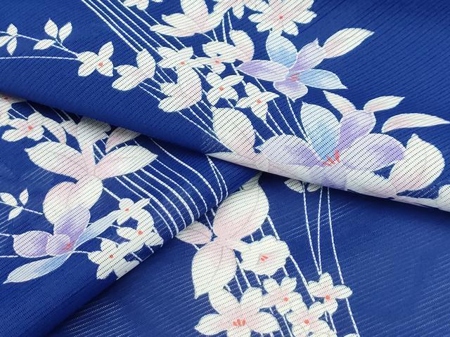 平和屋着物＊夏物　小紋　絽　草花文　洗える着物　AABB8790sx