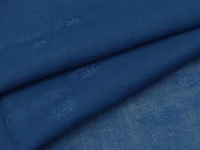 平和屋着物＊夏物　色無地　紗　霞花文　深縹色　洗える着物　AABB8796sx