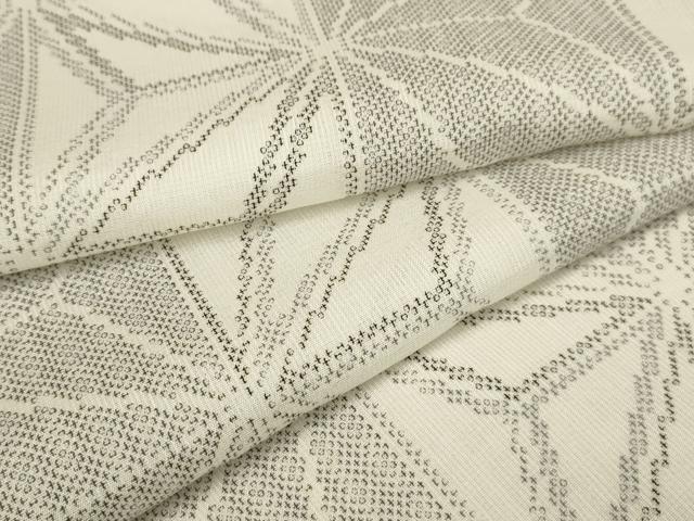 平和屋着物＊夏物　小紋　紗　麻の葉文様　ロング丈　洗える着物　AABB8806sx