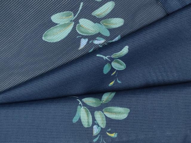 平和屋着物＊夏物　小紋　絽　草花文　金彩　洗える着物　AABB8811sx