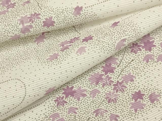 平和屋着物＊夏物　小紋　絽　流水枝葉文　洗える着物　AABB8815sx