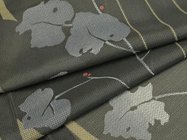 平和屋着物＊夏物　小紋　紗　蔦の葉文　洗える着物　AABB8824sx