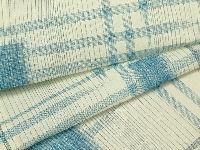平和屋着物＊夏物　小紋　紗　格子　AABB8836sx