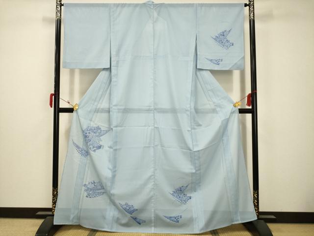 平和屋着物＊夏物　訪問着　絽　花舟文様　金彩　洗える着物　AABB8839sx