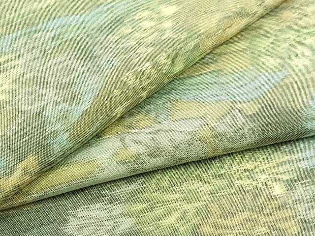 平和屋着物▽上質な紬　単衣　風景文　正絹　逸品　AABB9220jh