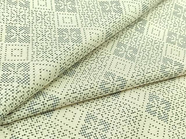 平和屋着物▽本場大島紬　白大島　単衣　9マルキ　花菱文　正絹　逸品　AABB9223jh