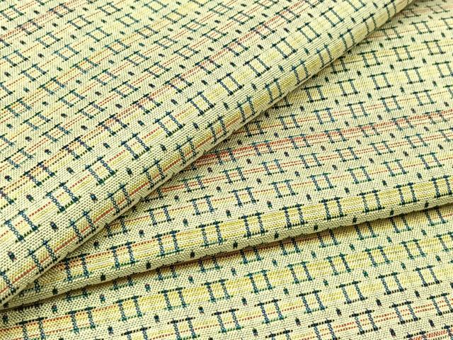 平和屋着物▽紬　単衣　幾何学文様　AABB9227jh