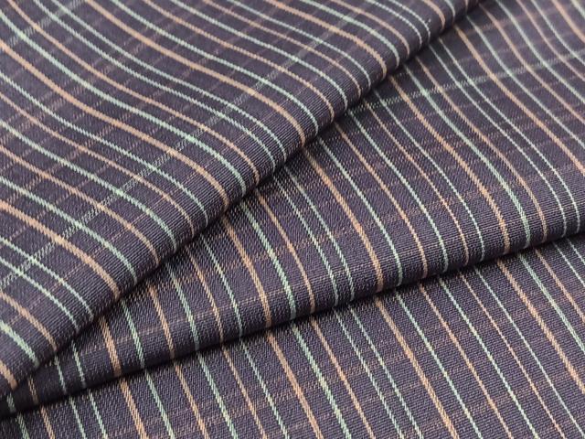 平和屋着物▽上質な紬　単衣　格子　正絹　逸品　AABB9239jh