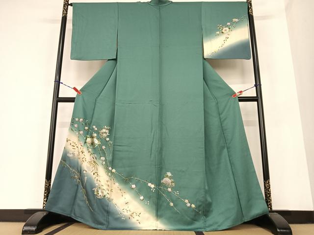 平和屋着物●訪問着　花籠文　暈し染め　銀彩　正絹　逸品　AABC0017zg