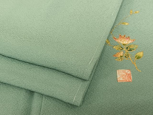 平和屋着物●塩月弥栄子　熊谷栄美子　色無地　水浅葱色　正絹　逸品　未使用　AABC0018zg