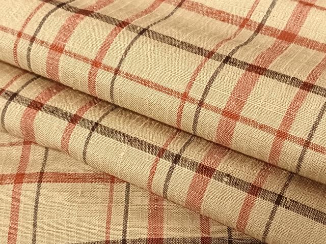 平和屋着物●上質な紬　格子　正絹　逸品　未使用　AABC0022zg