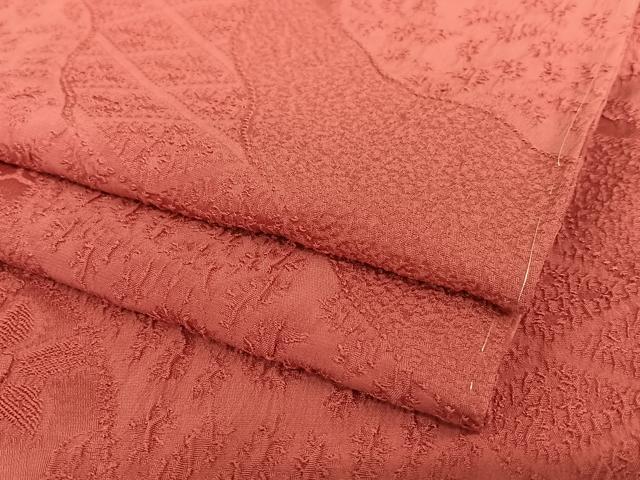 平和屋着物●上質な色無地　辻が花地紋　臙脂色　正絹　逸品　AABC0032zg