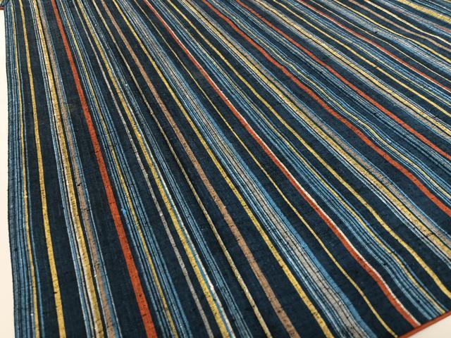 平和屋着物○楢山紬 縞 反端付き 正絹 逸品 AABC0033zg