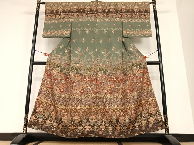 平和屋着物●訪問着　鳳凰花蝶文　暈し染め　金彩　正絹　逸品　AABC0064zg