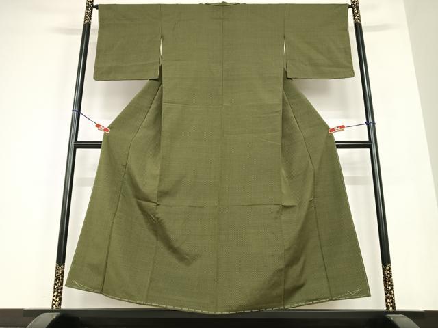 平和屋着物●お召　十字絣　正絹　逸品　AABC0067zg 平和屋着物○お召 十字絣 正絹 逸品 AABC0067zg