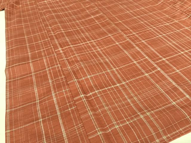 平和屋着物○上質な紬 格子 正絹 逸品 AABC0078zg