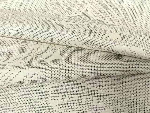 平和屋着物●本場大島紬　白大島　120亀甲　風景草花文　正絹　逸品　AABC0095zg