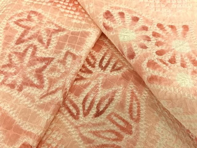 平和屋着物●上質な小紋　絞り　草花網目文　暈し染め　正絹　逸品　AABC0108zg