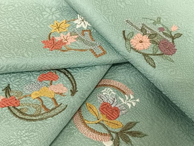 平和屋着物●訪問着　総刺繍　草花丸文　正絹　逸品　未使用　AABC0110zg