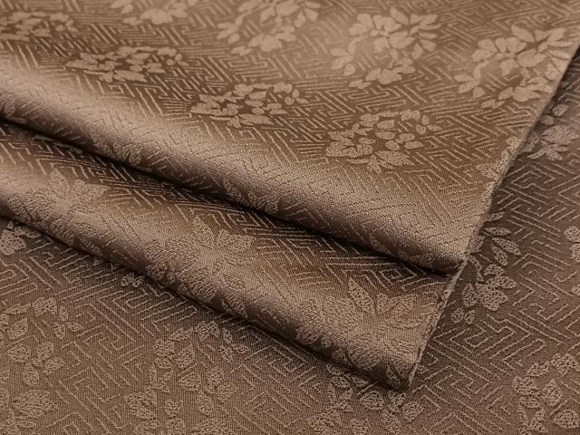 平和屋着物●上質な色無地　紗綾形花地紋　黒鳶色　ロング丈　正絹　逸品　AABC0113zg