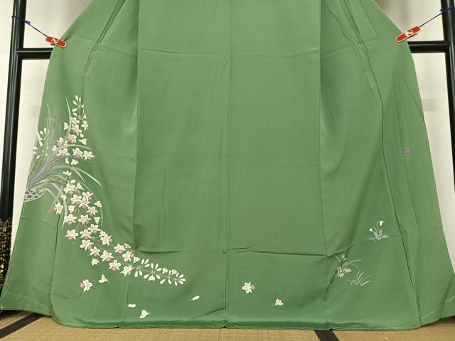 平和屋着物●訪問着　友禅　作家物　枝花文　正絹　逸品　AABC0131zg