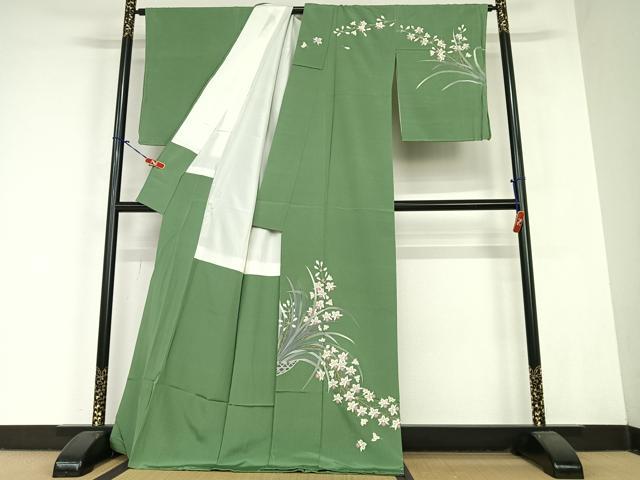 平和屋着物●訪問着　友禅　作家物　枝花文　正絹　逸品　AABC0131zg