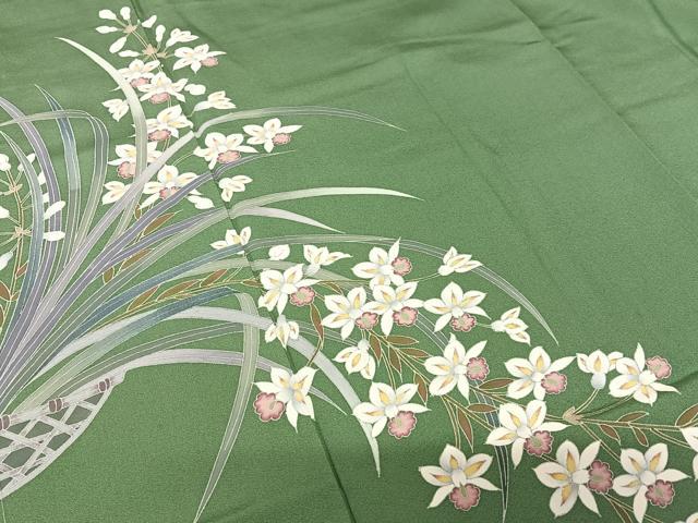 平和屋着物●訪問着　友禅　作家物　枝花文　正絹　逸品　AABC0131zg