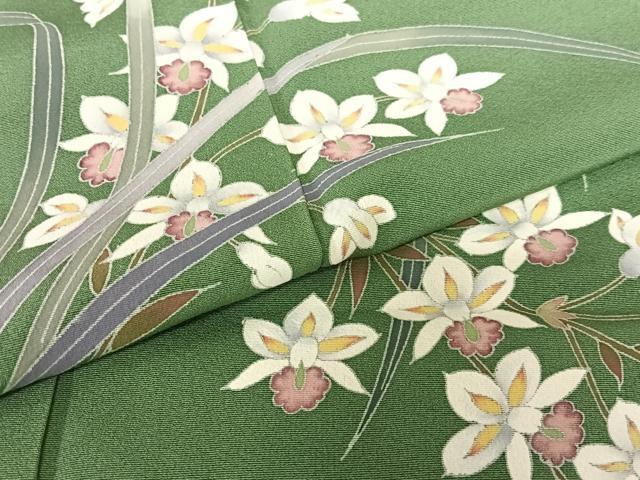 平和屋着物●訪問着　友禅　作家物　枝花文　正絹　逸品　AABC0131zg