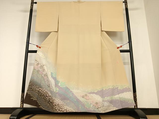 平和屋着物●十日町 名門 滝泰謹製 色留袖訪問着 中国三大刺繍 汕頭刺繍 スワトウ刺繍 相良刺繍 絞り 道長草花文 暈し染め 逸品 AABC0136zg