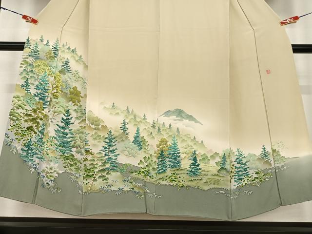 平和屋着物○本加賀友禅作家 大久保謙一 訪問着 樹林文 暈し