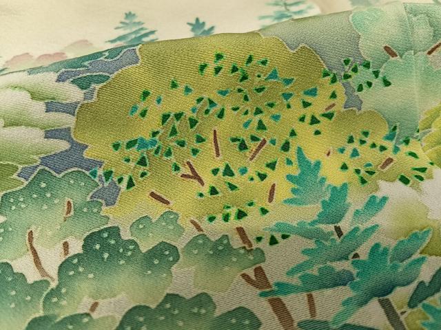 平和屋着物○本加賀友禅作家 大久保謙一 訪問着 樹林文 暈し