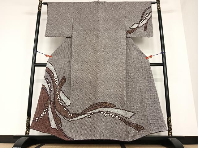 平和屋着物●訪問着　絞り　短冊文　金彩　正絹　逸品　AABC0159zg