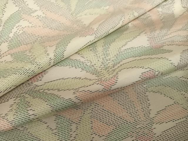 平和屋着物●本場大島紬　白大島　舞葉文　正絹　逸品　AABC0200zg