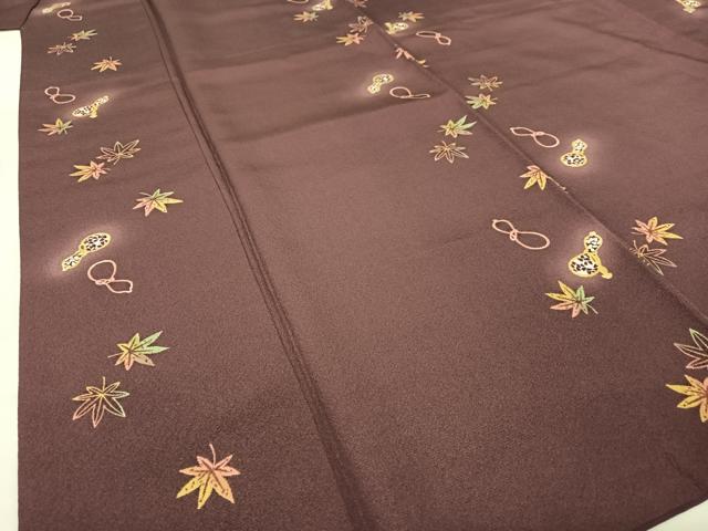 平和屋着物○上質な小紋 楓文 瓢箪 正絹 逸品 AABC0204zg