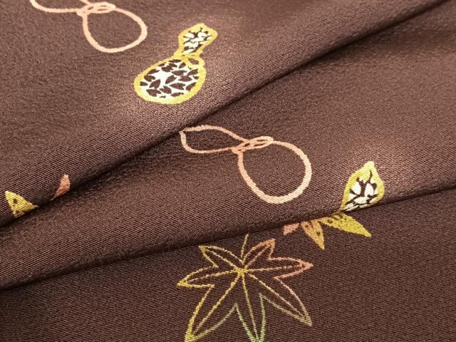 平和屋着物○上質な小紋 楓文 瓢箪 正絹 逸品 AABC0204zg