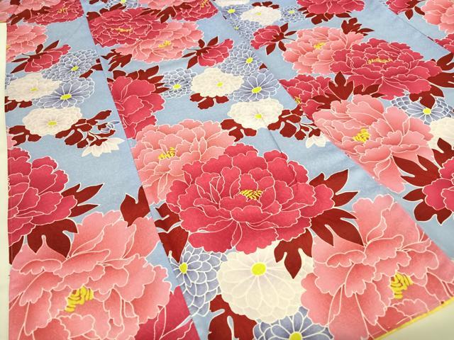 平和屋着物●小振袖　二尺袖　草花文　洗える着物　未使用　AABC0208zg 平和屋着物○小振袖 二尺袖 草花文 洗える着物 未使用 AABC0208zg