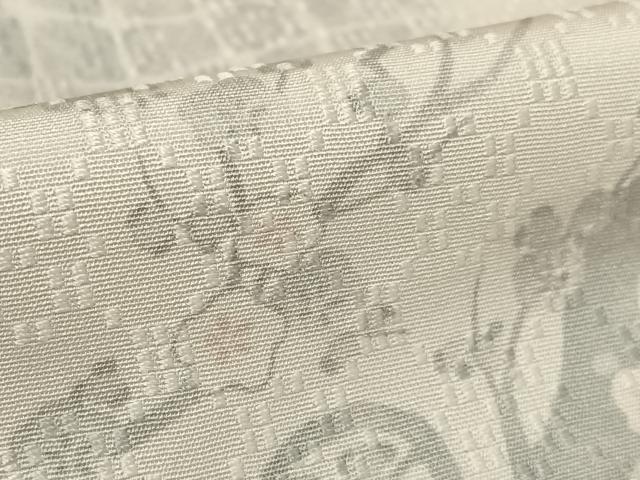 平和屋着物●上質な小紋　段違い草花文　花織　正絹　逸品　AABC0214zg 平和屋着物○上質な小紋 段違い草花文 花織 正絹 逸品 AABC0214zg