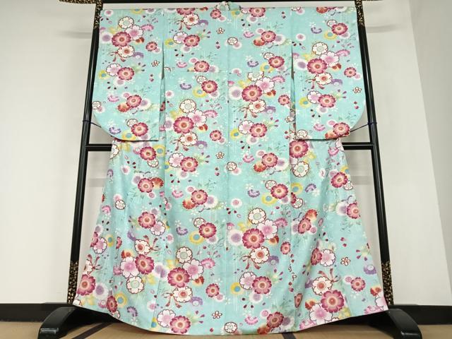 平和屋着物●小振袖　二尺袖　舞花文　金彩　洗える着物　AABC0218zg