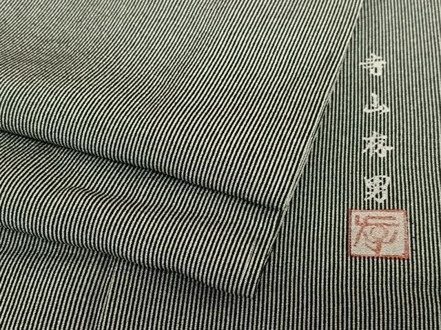 平和屋着物●寺山存男　江戸小紋　万筋　黒色×白色　正絹　逸品　未使用　AABC0240zg