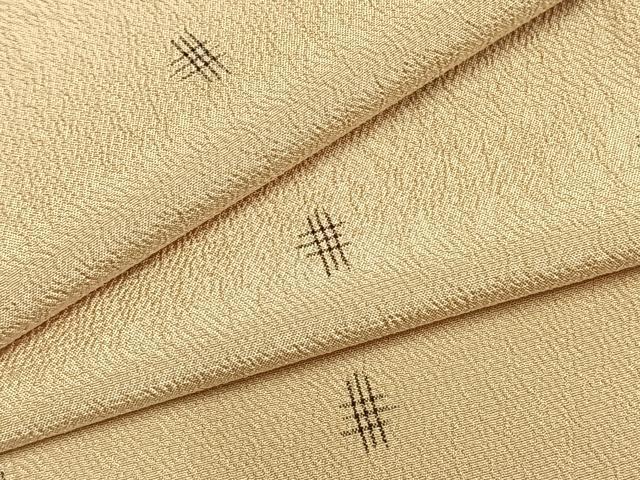 平和屋着物▽本塩沢　単衣　井桁絣　正絹　逸品　AABC0242fy