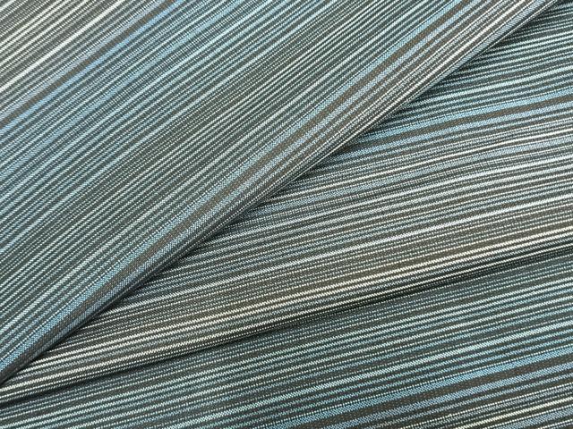 平和屋着物▽本場大島紬　単衣　横縞　正絹　逸品　AABC0250fy