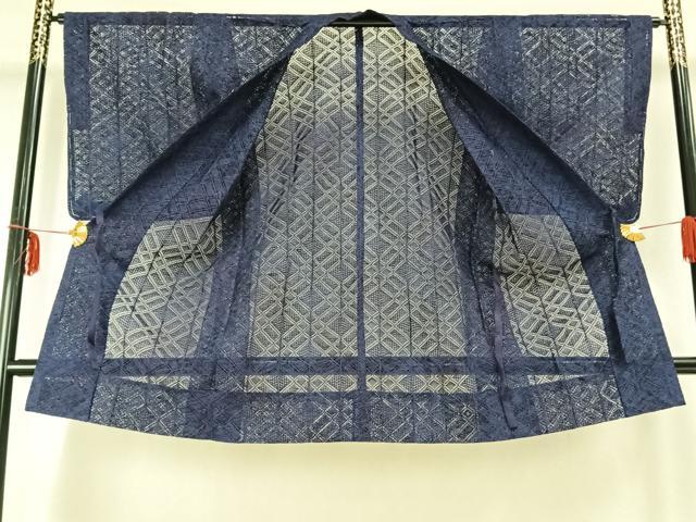 平和屋着物▽道中着　スリーシーズン　春夏秋　塵除け　菱文　ロング丈　正絹　逸品　AABC0254fy 平和屋着物▽道中着 スリーシーズン 春夏秋 塵除け 菱文 ロング丈 正絹