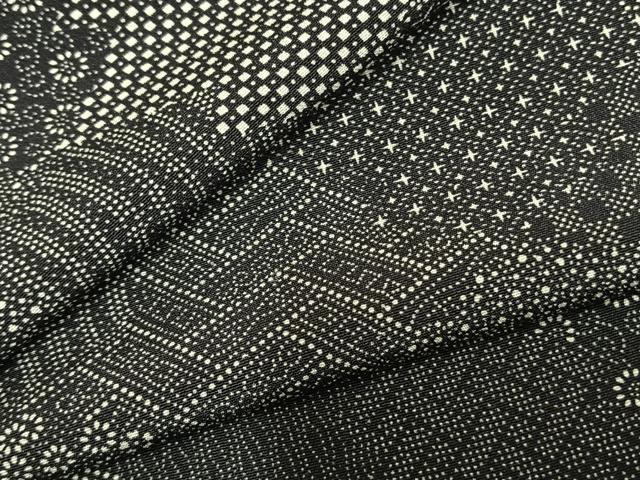 平和屋着物▽江戸小紋　単衣　切嵌花文　正絹　逸品　AABC0266fy