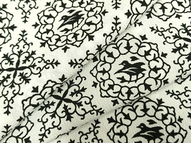 平和屋着物▽小紋　単衣　花鳥文　洗える着物　未使用　AABC0299fy