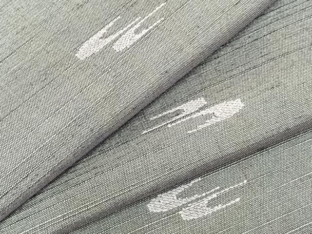 平和屋着物▽上質な紬　単衣　刺繍　絣柄　正絹　逸品　AABC0306fy