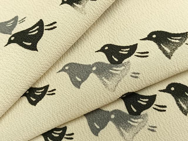 平和屋着物▽小紋　単衣　千鳥文　洗える着物　AABC0318fy