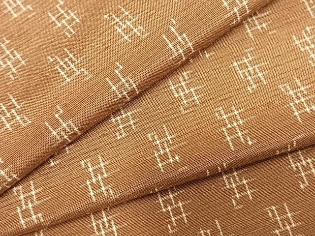 平和屋着物▽上質な紬　単衣　幾何学文様　正絹　逸品　AABC0354fy