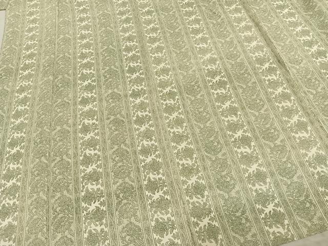 平和屋着物▽江戸小紋 単衣 草花間道 正絹 逸品 AABC0358fy